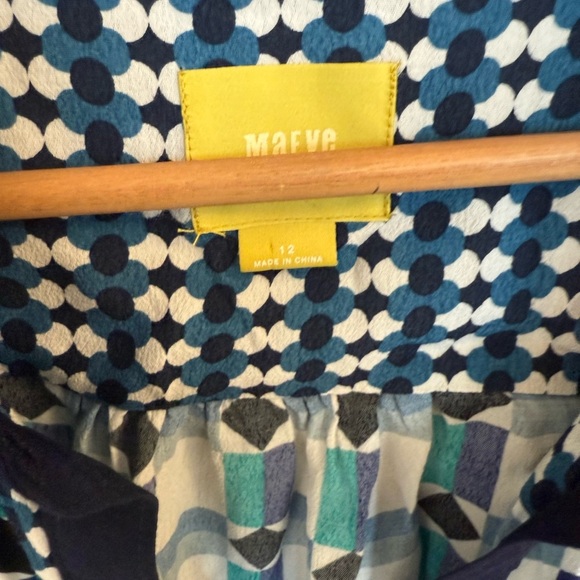 Maeve (Anthropologie) size 12 GUC Blue and White 3/4 Sleeve Crew Neck Dress - Picture 4 of 13